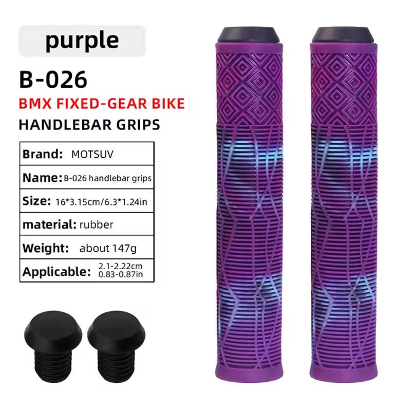 165MM Bike Handlebar Grips (Soft Rubber) - Bikes/Scooters/MTB, Colored Plugs