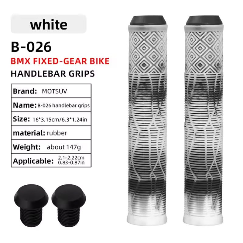 165MM Bike Handlebar Grips (Soft Rubber) - Bikes/Scooters/MTB, Colored Plugs