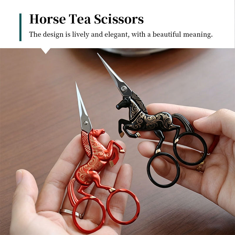 Vintage Chinoiserie Unicorn Horse Tapestry – Hand-Embroidered Style Art with Tea Art & Tailor Elements – Bohemian Wall Hanging