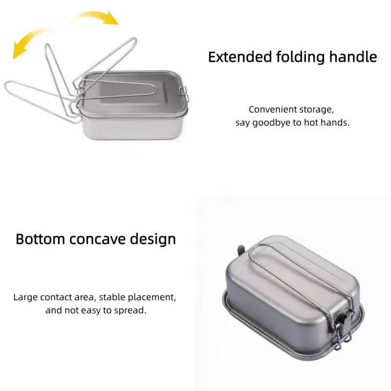 Titanium Lunch Box with Lid & Folding Handle – Leak-Proof, Lightweight for Camping, Hiking, Picnic & Travel