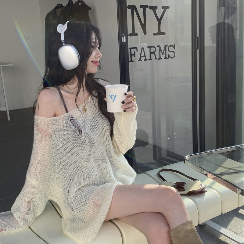 Hollow Knitted Hoodie for Women