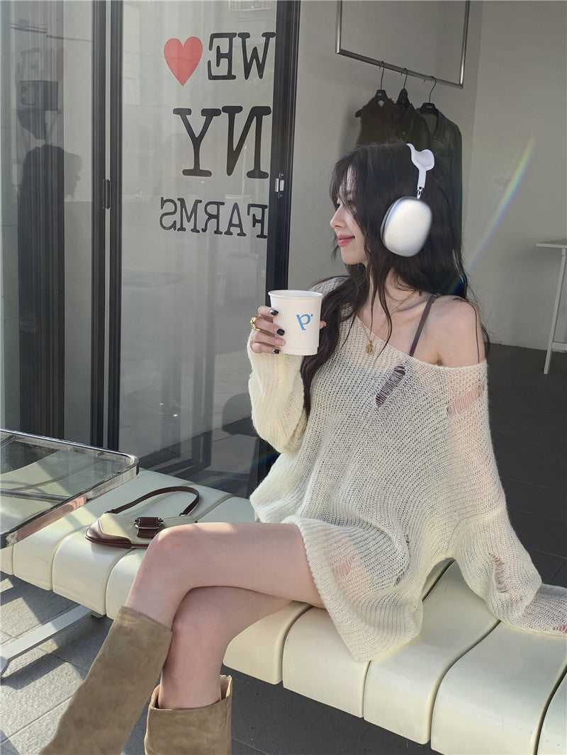 Hollow Knitted Hoodie for Women
