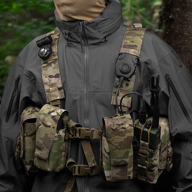 Alpha Camouflage Double-sided Tactical Chest Rig with MOLLE System and Internal Elastic Storage Pouch