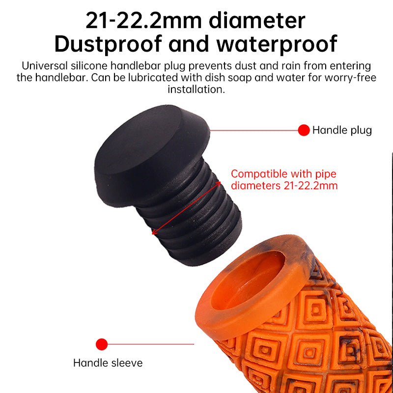 165MM Bike Handlebar Grips (Soft Rubber) - Bikes/Scooters/MTB, Colored Plugs