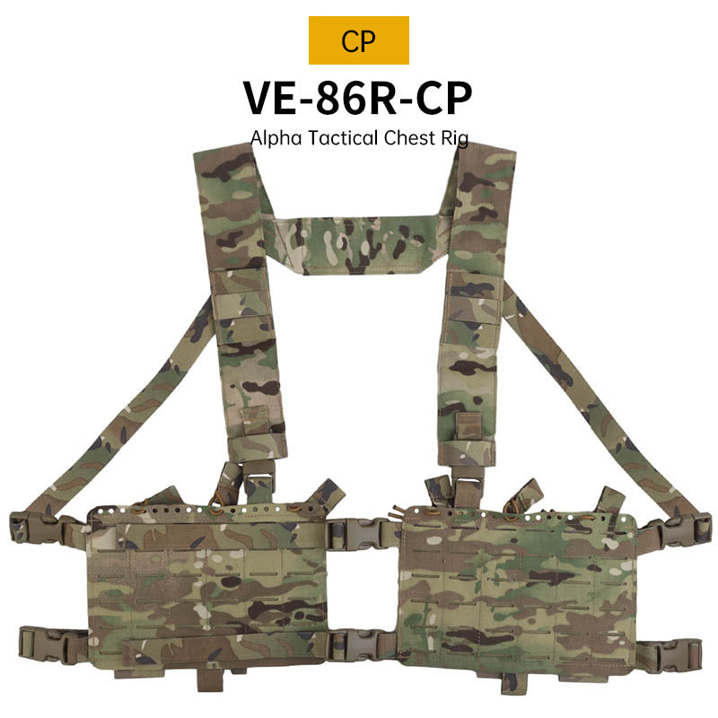Alpha Camouflage Double-sided Tactical Chest Rig with MOLLE System and Internal Elastic Storage Pouch
