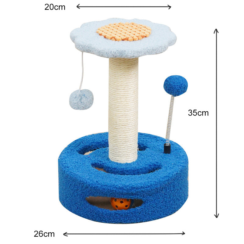 Sunflower Cat Tree – Small Cat Climbing Tower with Scratch Posts & Ball Toy