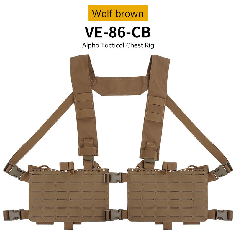 Alpha Camouflage Double-sided Tactical Chest Rig with MOLLE System and Internal Elastic Storage Pouch
