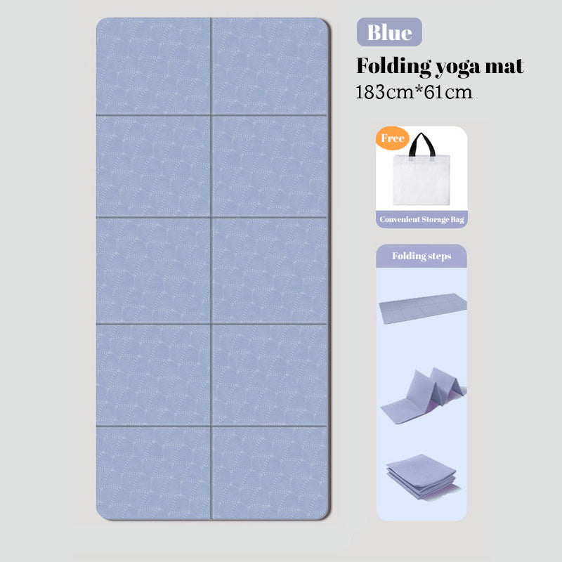 Foldable eco-friendly TPE yoga mat: double-sided, non-slip, for travel, exercise, Pilates & floor workouts