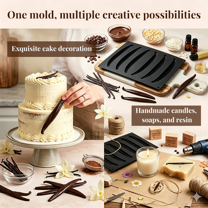 6-Cavity Silicone Vanilla Bean Mousse Mold – Non-Stick Cake & Dessert Baking Tray