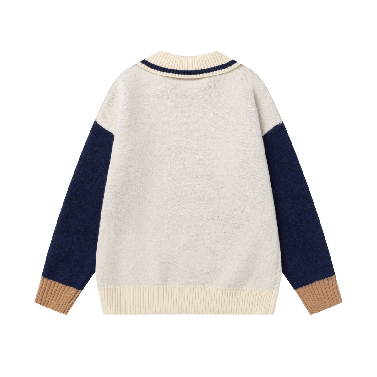 Splicing teddy bear tie sweater