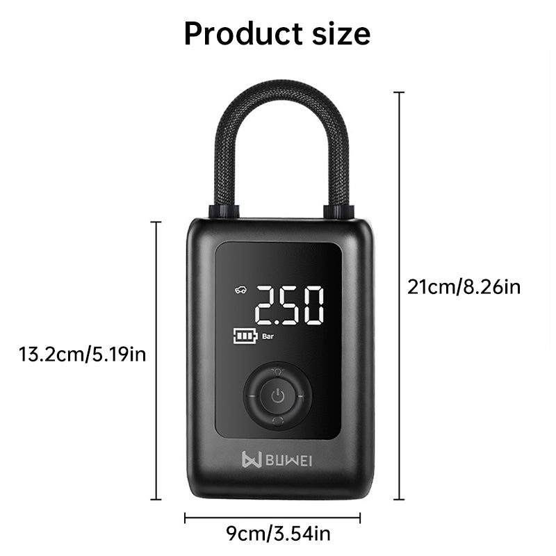 150PSI Rechargeable Electric Tire Pump with Light & LCD: for cars, bikes