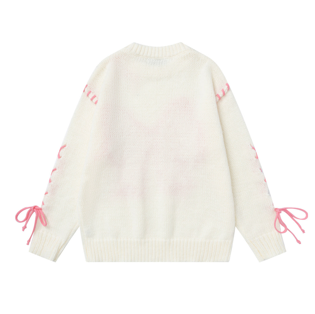Heavy Industry Wear Rope Bow Sweater