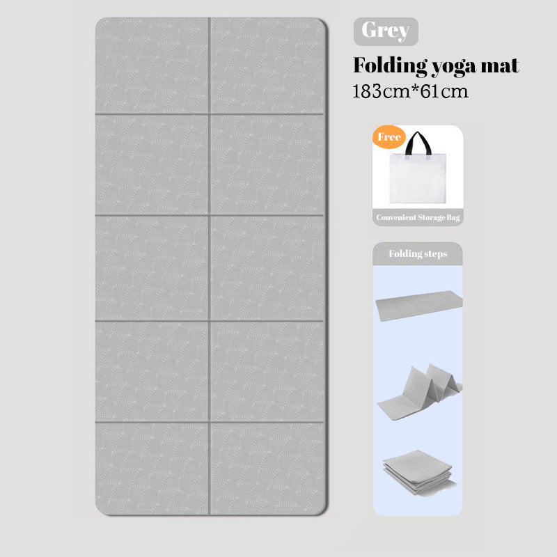 Foldable eco-friendly TPE yoga mat: double-sided, non-slip, for travel, exercise, Pilates & floor workouts