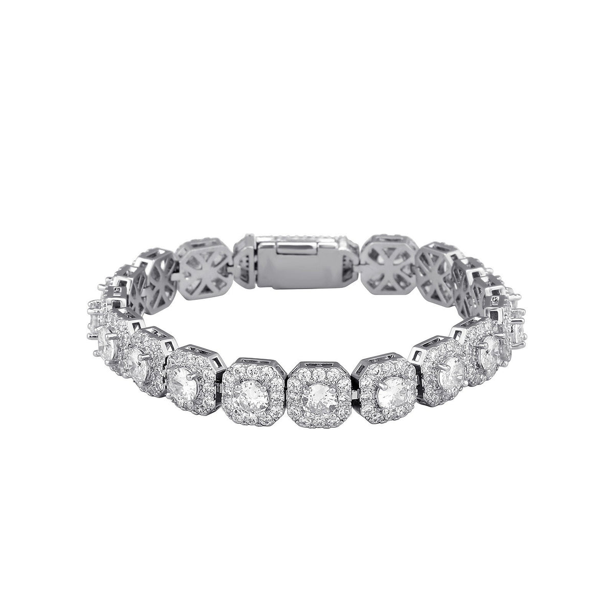 Fashion Trendy Ice Sugar Chain Cuban Chain Ice Sugar Link 5A Zircon Tennis Bracelet Flip Cover Men's Trendy Bracelet