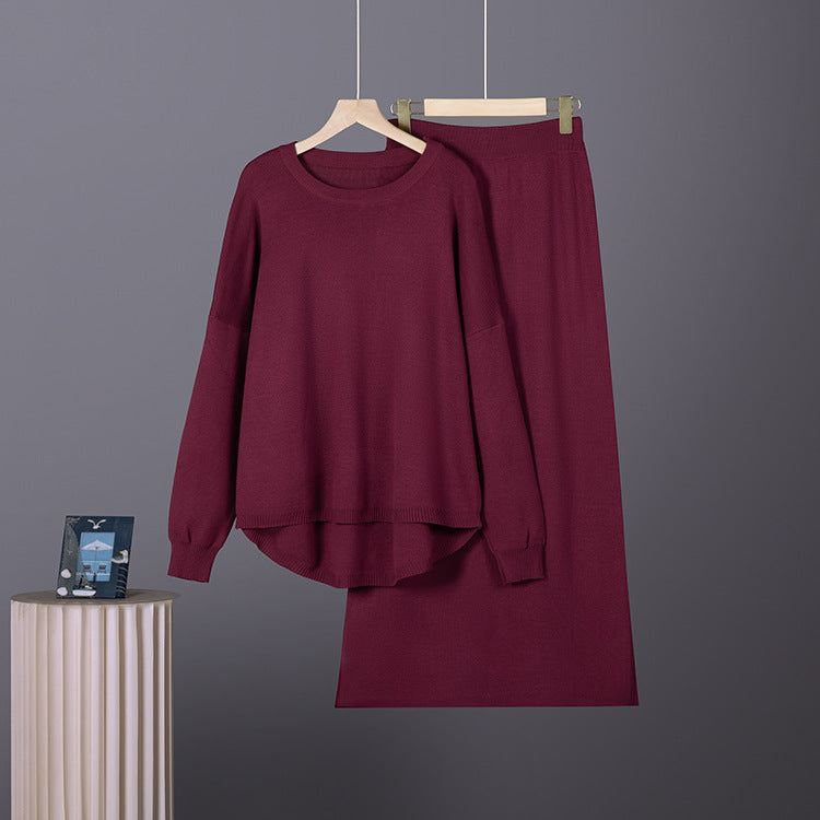 Round neck loose pullover sweater for women
