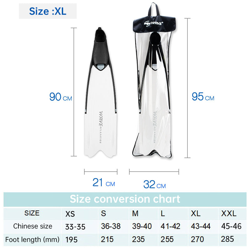 Professional Freediving Long Fins for Spearfishing, Diving, Snorkeling – PP+TPR, Anti - Skid