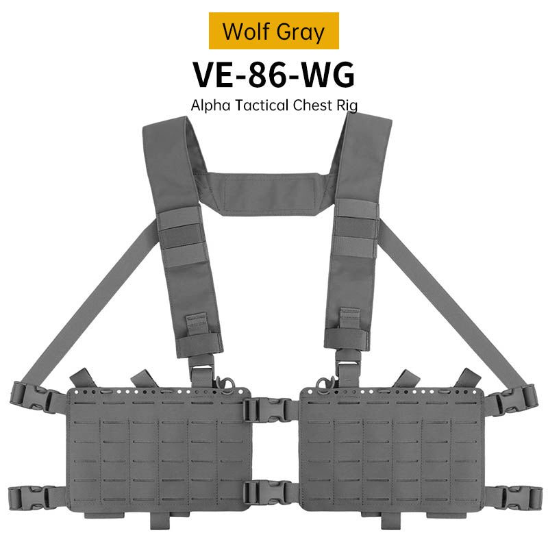 Alpha Camouflage Double-sided Tactical Chest Rig with MOLLE System and Internal Elastic Storage Pouch
