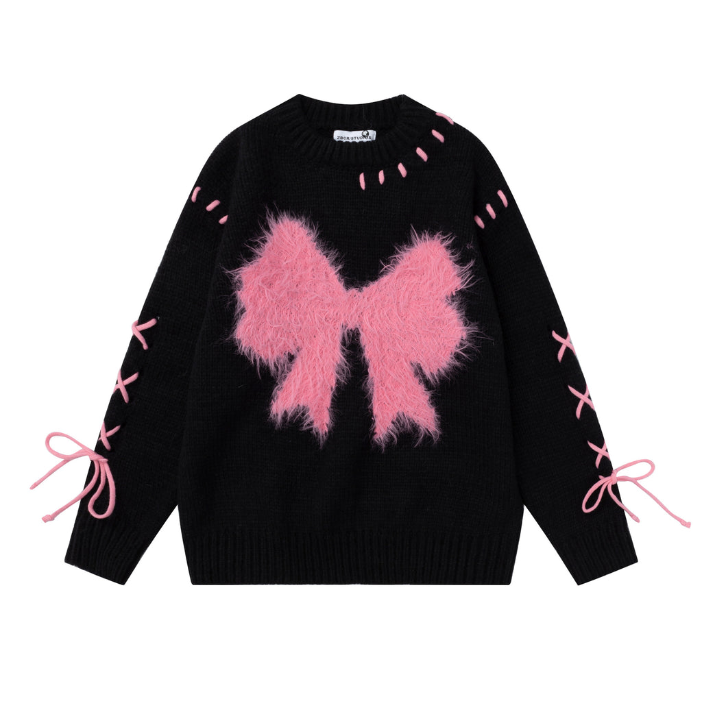Heavy Industry Wear Rope Bow Sweater
