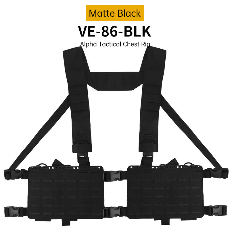 Alpha Camouflage Double-sided Tactical Chest Rig with MOLLE System and Internal Elastic Storage Pouch