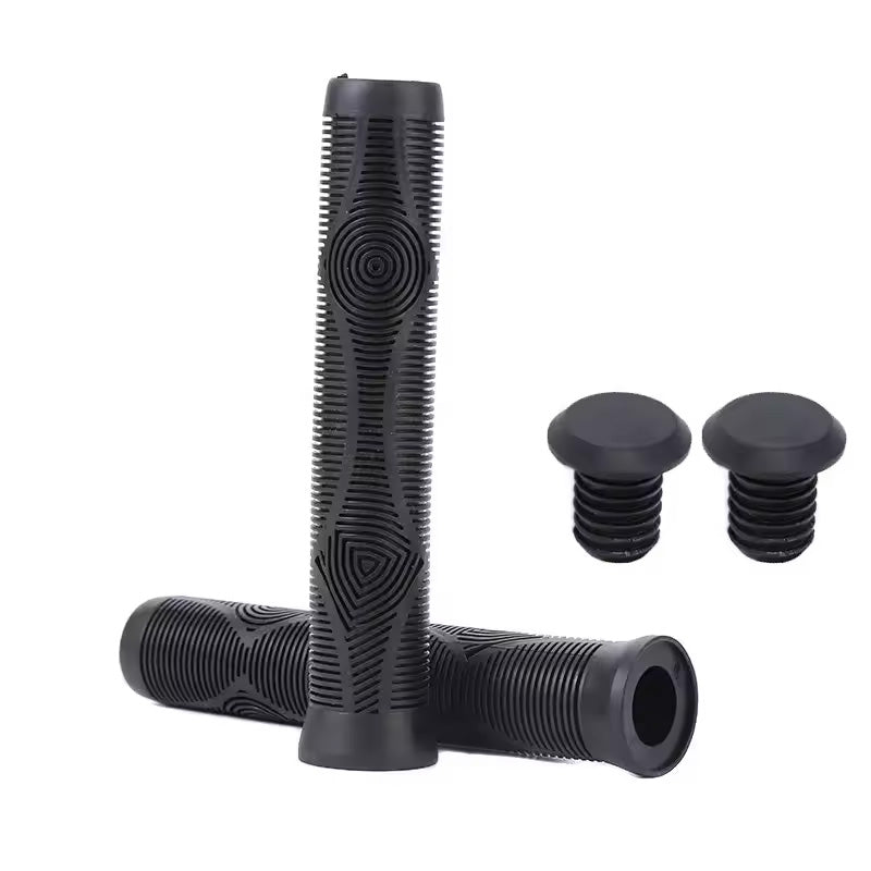 165MM Bike Handlebar Grips (Soft Rubber) - Bikes/Scooters/MTB, Colored Plugs