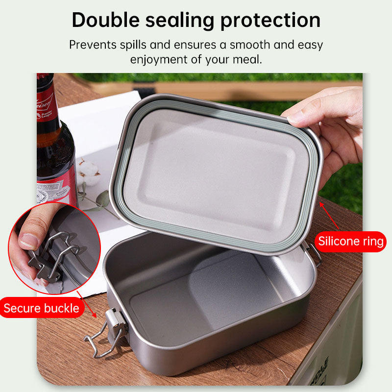 Titanium Lunch Box with Lid & Folding Handle – Leak-Proof, Lightweight for Camping, Hiking, Picnic & Travel
