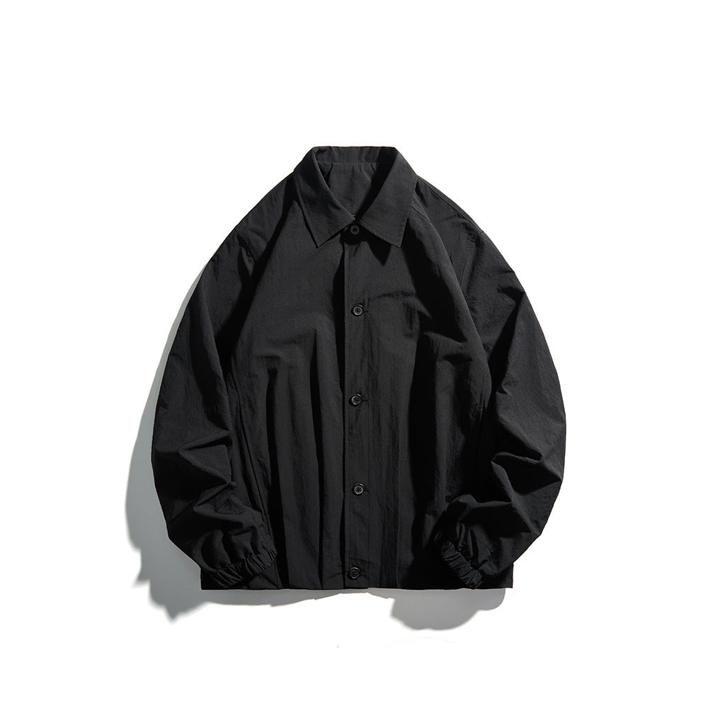 Solid Color Long Sleeve Flip Collar Regular Fit Men's Coach Jacket