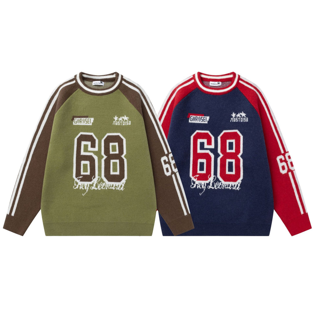 Splicing color blocking 68 sweater